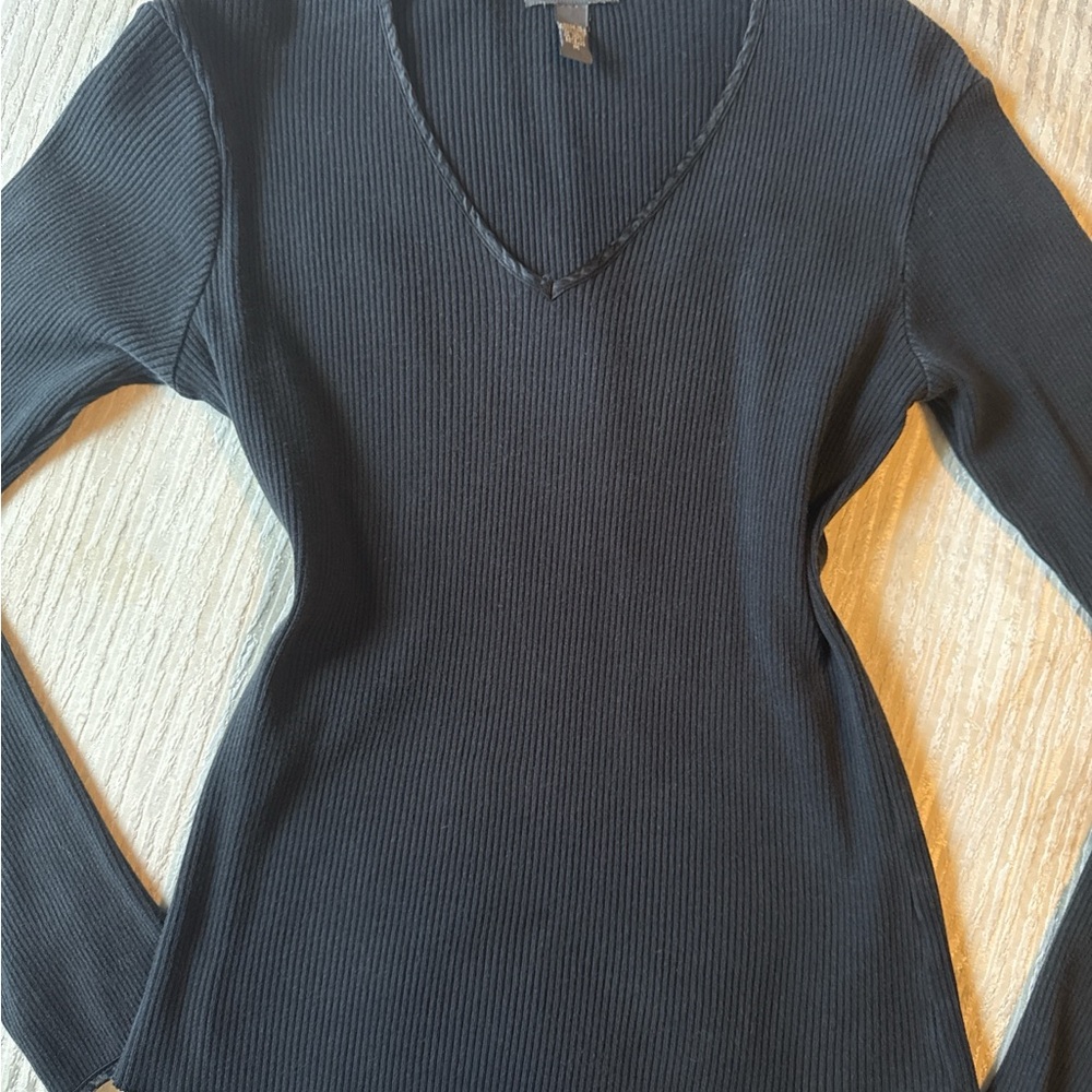Banana Republic Black Ribbed Knit Top